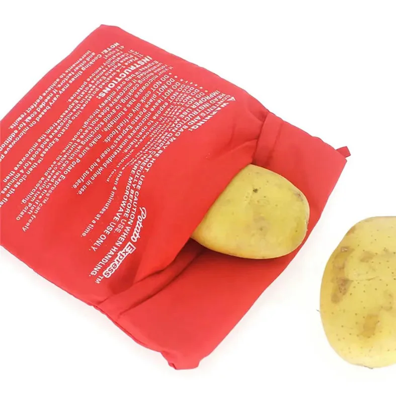 1PC NEW Red Washable Cooker Bag Baked Potato Microwave Cooking Potato Quick Fast (cooks 4 potatoes at once) Kitchen Accessories