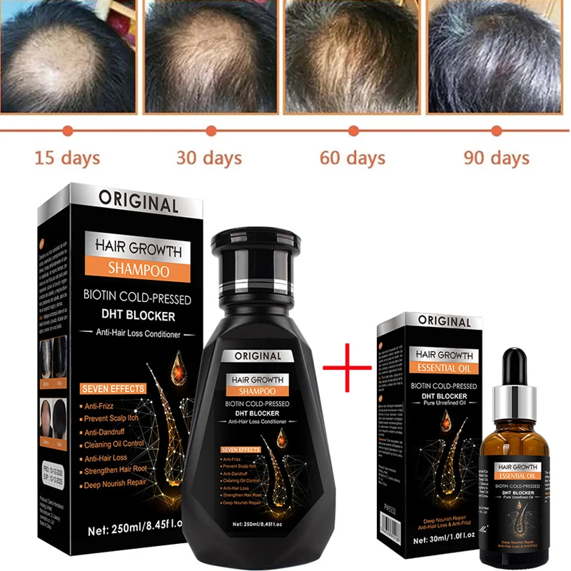 Hair Growth Serum Hair Growth Spray Hair Care Oil Hair Growth Cream Hair Growth Shampoo Set 2pcs/set Hair Growth Essential Oil Biotin Cold-Pressed DHT Blocker and Hair Growth Shampoo Anti-Hair Loss Conditioner