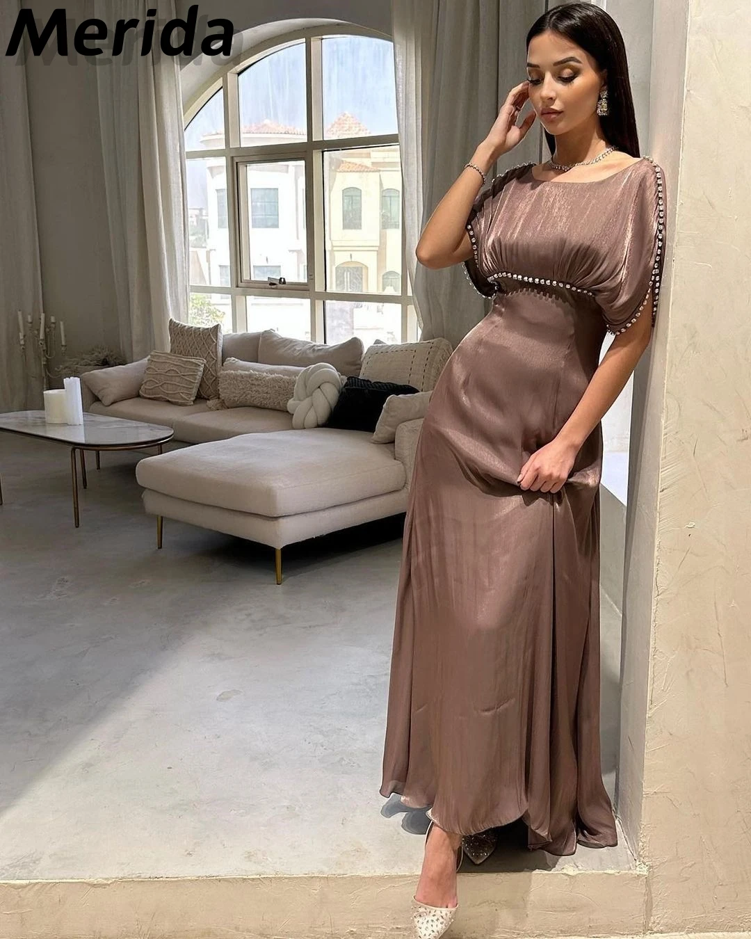 

Sparkly Prom Dresses 2023 Empire With Diamonds Look Slimmer Ankle-Length Elegant Customize Formal Evening Dresses Vestidos De