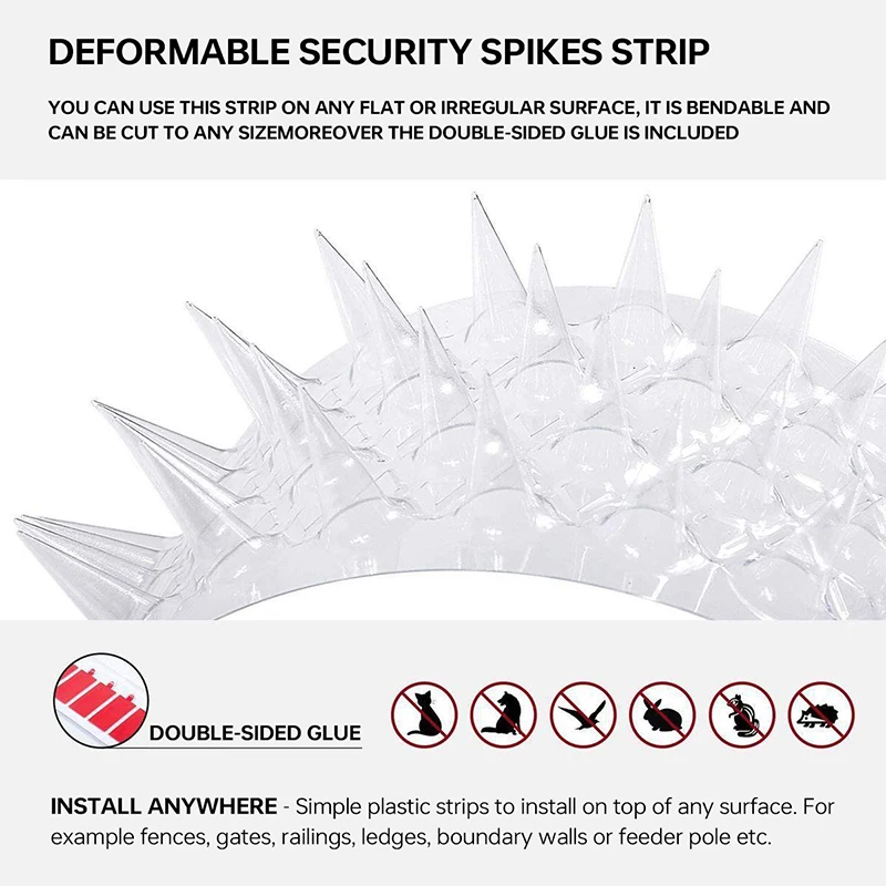 2/6/10Pcs Spikes Repeller Cat Plastic Bird Repellent Anti Pigeon Anti-bird Squirrel Garden Fences Control Transparent Spikes