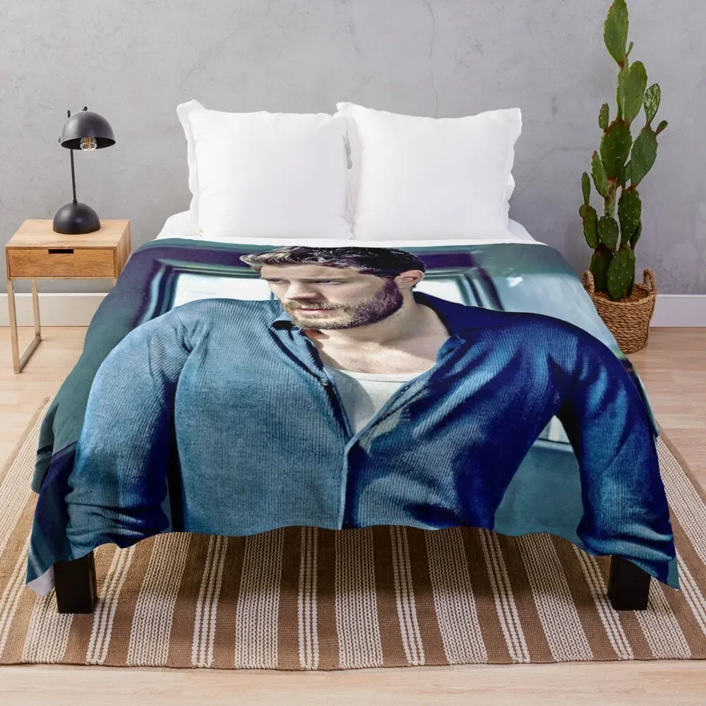 

jamie dornan Throw Blanket Decorative Throw Bed covers Flannels Plush Blankets