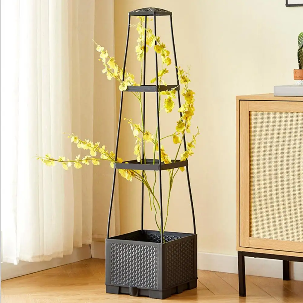 Planter Box Automatic Watering Easy Assembly Raised Garden Bed With Trellis All-Weather Safe Planting Box For Climbing Plant 2