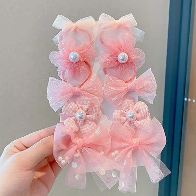10PCS Neue Mädchen Sets Blume Bogen Haar Clips Haar Bands Schöne Haar Zubehör Nette Headwear Haarnadeln Kopfschmuck Barrettes – Detail 6