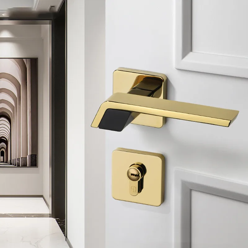 Description Picture 6 of itemHigh Quality Zinc Alloy Bedroom Door Lock with Key Indoor Mute Security Door Locks Mechanical Handle Lockset Home Hardware