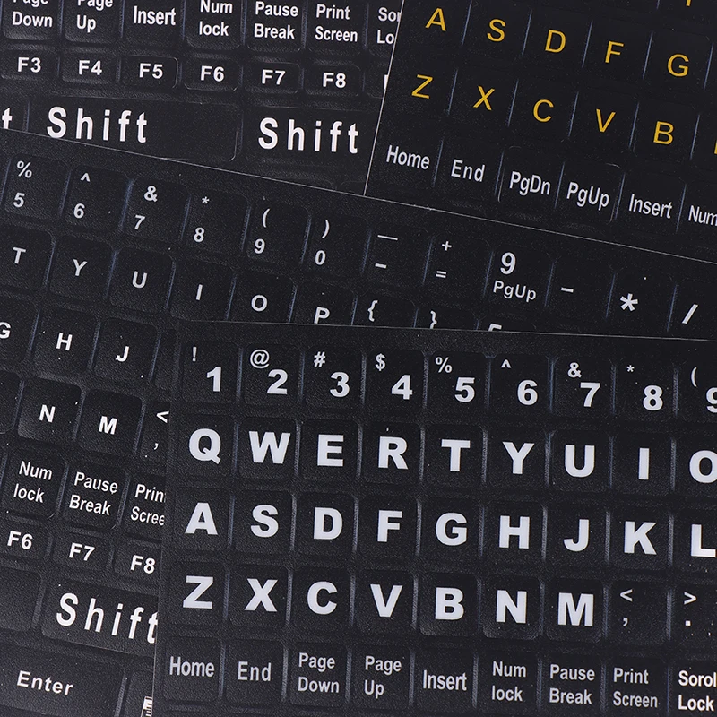 English Full 120 Keys Matte Standard Waterproof Keyboard Stickers Layout Letter Alphabet 10-17" Desktop Laptop Accessories