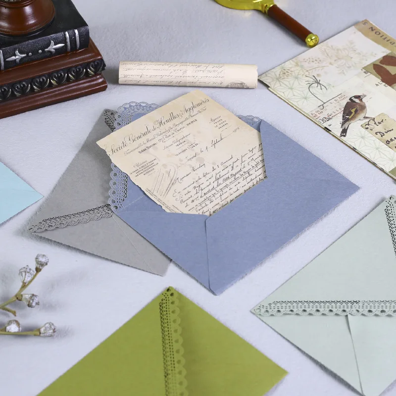 10pcs Colorful Hollow Triangle Envelope Laser Engraving Lace Birthday Wedding Invitation Wedding Invitation vintage envelope