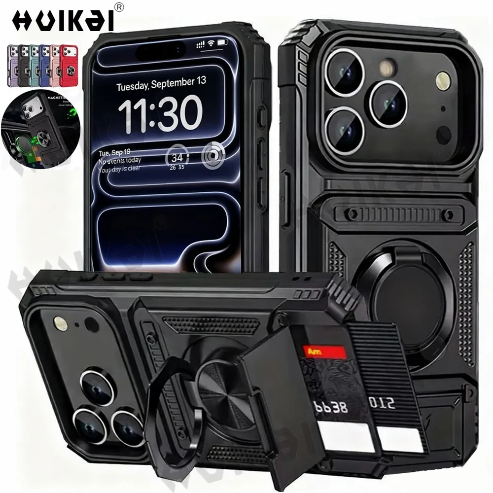 Vicloon Cover Per IPhone 17 Pro Max – Similpelle, Porta Carte E Contanti, Chiusura Magnetica, Laccetto Da Polso E Supporto Pieghevole, Blu Reale