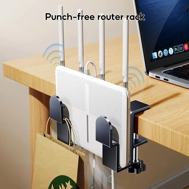 Eary 2 Pcs/Set Desk Side Storage Adjustable Laptop Holder for Home Office Clamp-on Shelf Tablet Computer Organizer For Bag Hooks