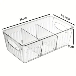 Clear Plastic Refrigerator and Pantry Organizer Bin with Divider (Clear)