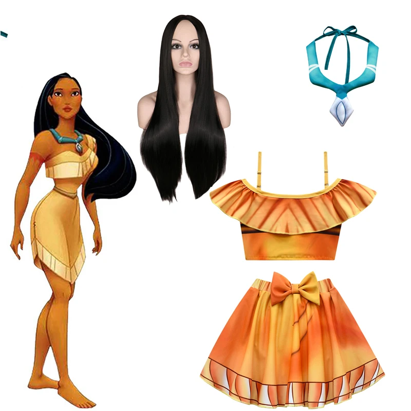 Ndian Pocahontas Princess Dress For Girl Matoaka Kids Christmas Cosplay Costume Birthday Dress Beach Swimwear Vestiti Anime