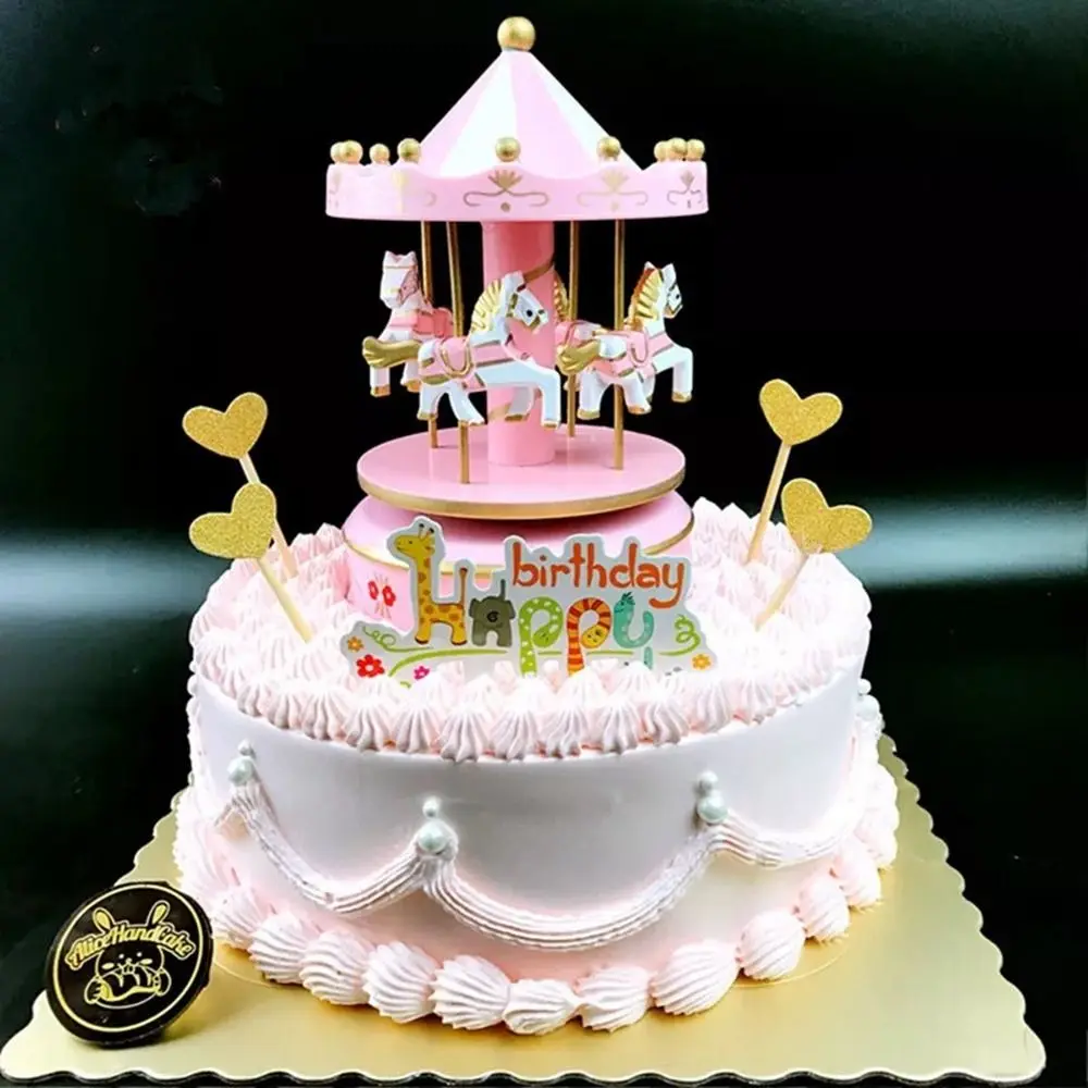 Merry-go-round Music Boxes Wooden Horse Roundabout Carousel Musical Box Plastic Christmas Gift Horse Carousel Box Home Decor 3