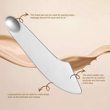 Stainless Steel Foundation Spatula Mask And Eye Cream Spoons Multi-Functional Facial Scraping Metal Beauty & Skin Care Tools - Thumbnail 4