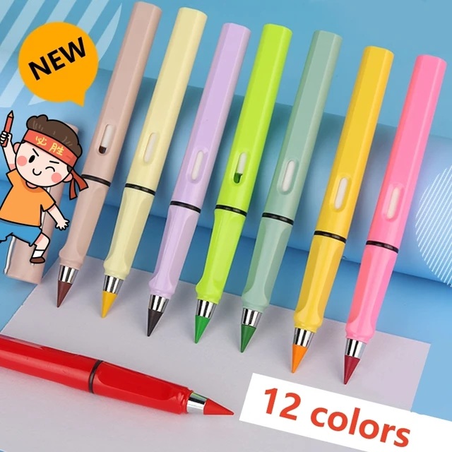 12/13pcs New Technology 12 Color Eternal Pencils No Ink Kawaii Unlimited Pencil School Art Color Sketch Painting Stationery 1
