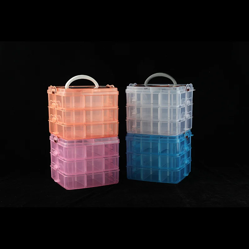 

Household Three-layer 18 Grid Portable Detachable Storage Box Combination Storage Box LEGO Toy Storage Box Jewelry Storage Box