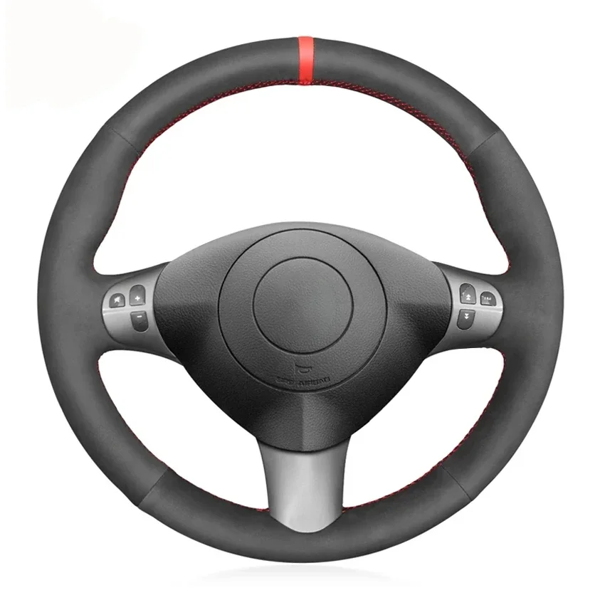 Black Faux Suede Red Marker No-slip Car Steering Wheel Cover for Alfa Romeo 147 2000-2010 GT 2004 2005 2006 2007 2008 2009 2010