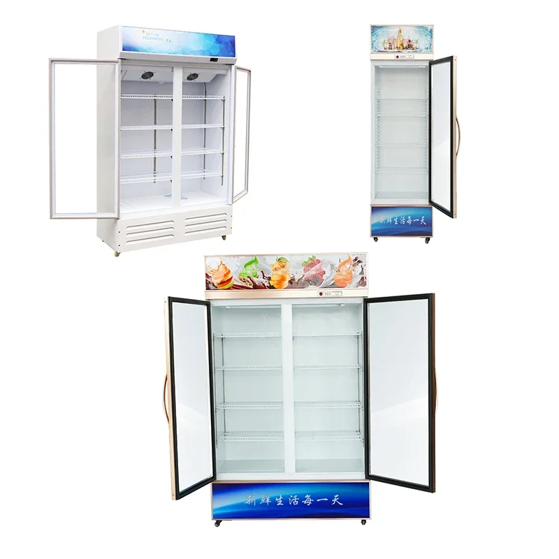 Commercial Glass Door Freezer Dual Temperature Cooler Shelf Display Fridge Refrigeration Beverage Refrigerator For Juice
