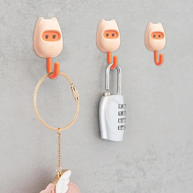 Adhesive Wall Hooks For Hats Cartoon Adhesive Kitchen Wall Hooks Decorative No Drilling Towel Hat Bag Hanger For Home Storage