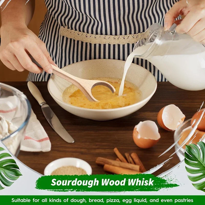 Manual Egg Beater Simplicity Wooden Dough Mixer Hand Whisk Tools Creative Dough Spatula Household Wooden Whisk Kitchen Supplies