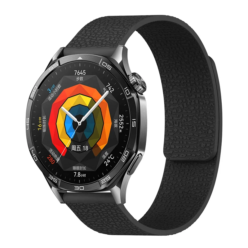 Lychee Pattern Magnetic Loop Silicone Strap - Elegant 18mm/20mm/22mm Band