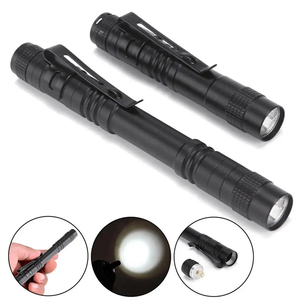 

Pocket Torch Powerful LED Lantern Pocket Portable Pen Torch Lamp With Clip Penholder For Camping Mini Pen Flashlight AAA J0U4