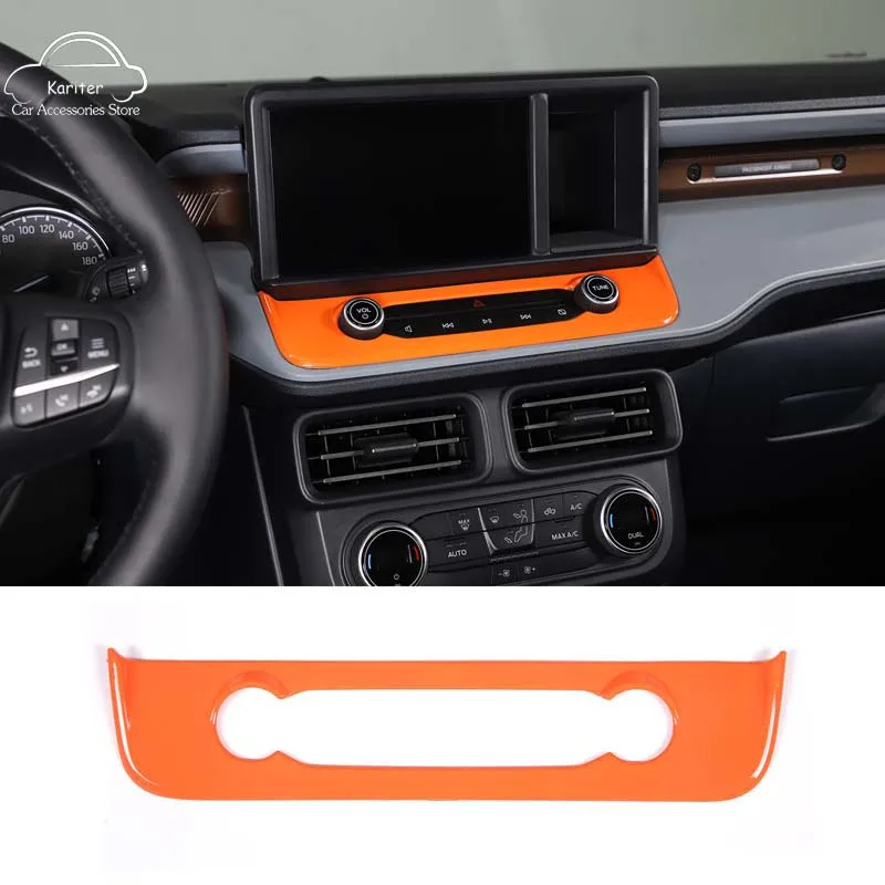 

For Ford Maverick 2022 ABS Orange Car Styling Central Control Multimedia Button Frame Decorative Sticker Interior Accessories