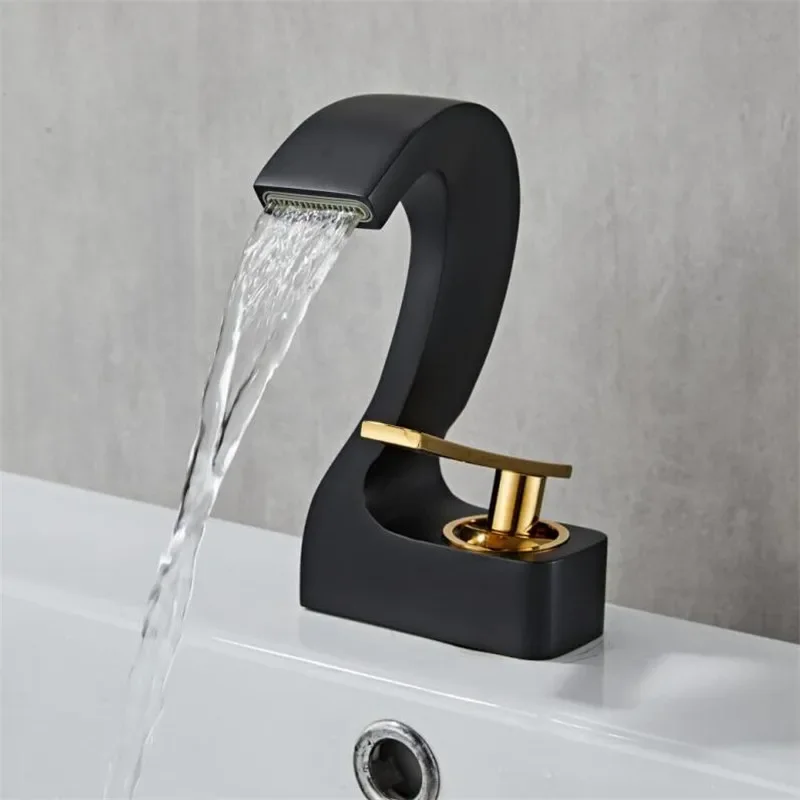 Bathroom Faucet Solid Brass White & Gold Bathroom Basin Cold And Hot Water Mixer Sink Tap Single Handle Deck Mounted Tap