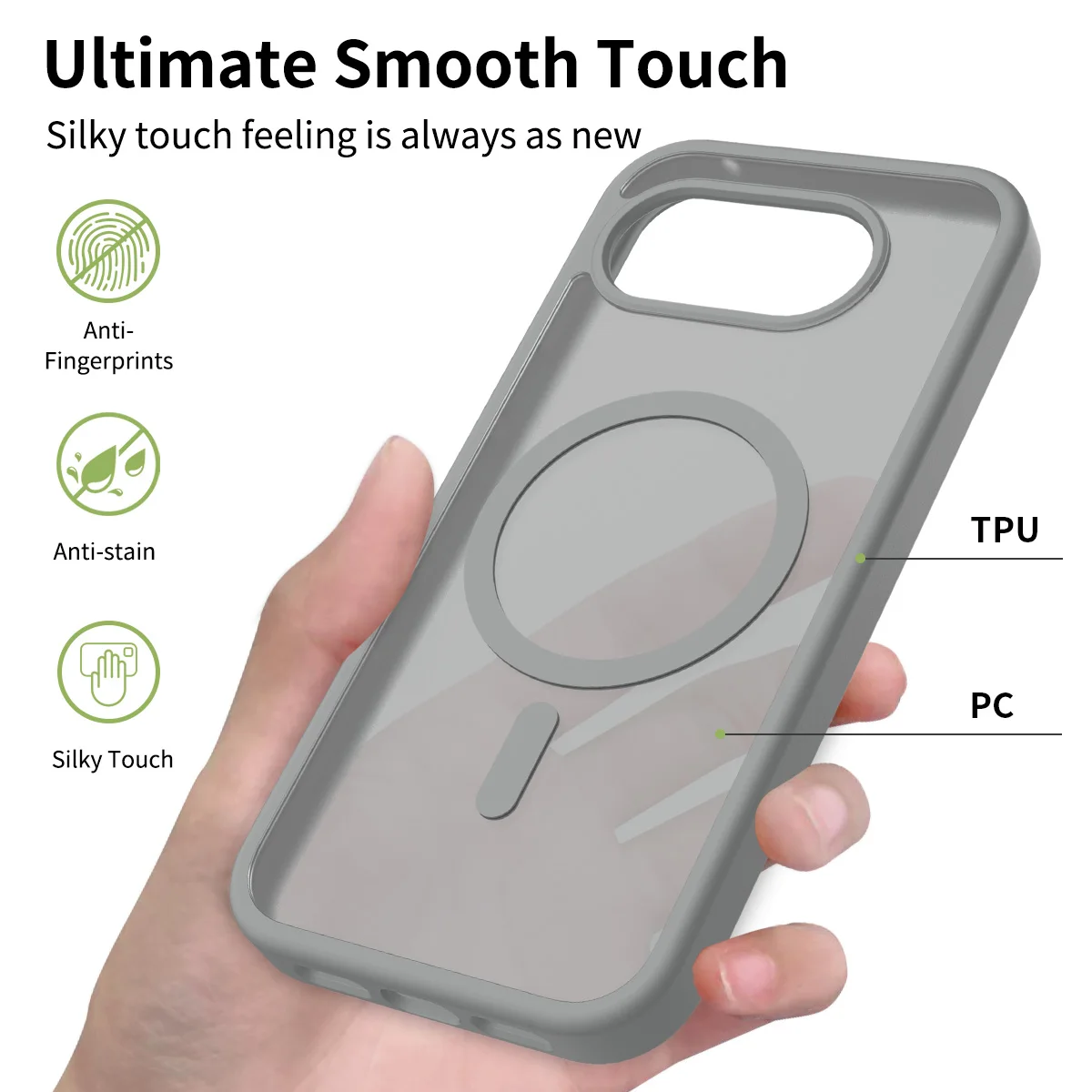 Translucent Matte Magnetic Wireless Charging Case - Candy Color Slim Cover