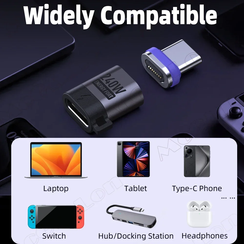 16Pin USB C to Type C Magnetic Adapter PD 240W Fast Charging Data USB Female Converter for iPhone 16 15 Macbook Samsung Xiaomi otg adapter,usb to type c adapter,magnetic cable adapter,magnetic charging adapter