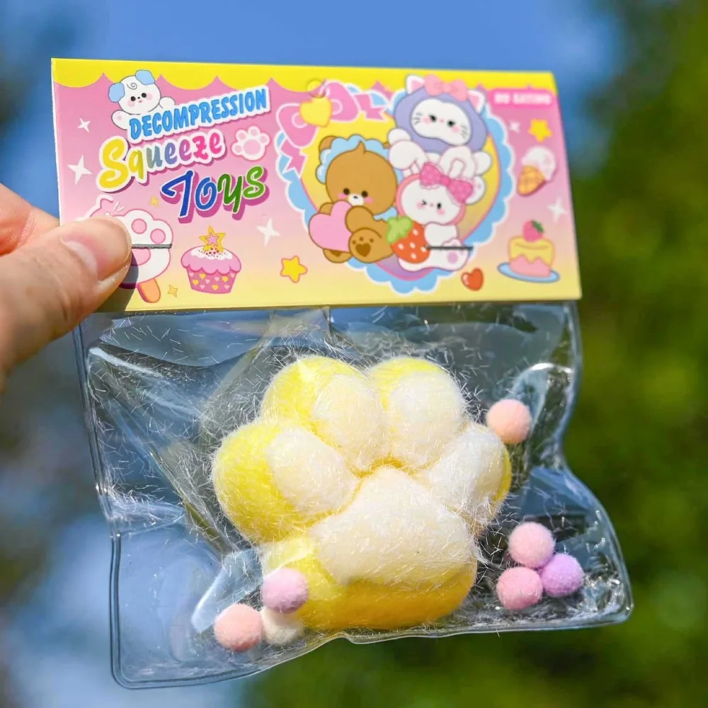 Kawaii Cat Paw Mochi Squishy Fidget Toys Cute Plush Sensory Silicone Slow Rebound Pinch Decompression Toy Stress Release Toys 4