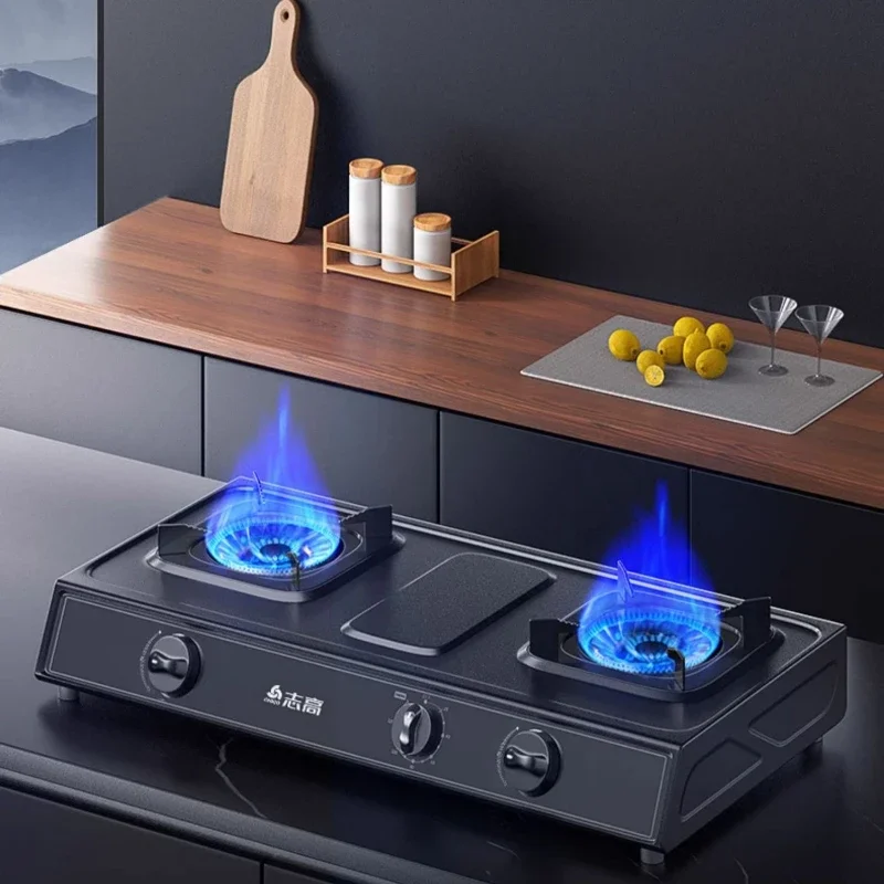 Household Stainless Steel Poly Energy Rotary Fire Gas Stove High Temperature Resistant Type Liquefied Gas Furnace Double Stove