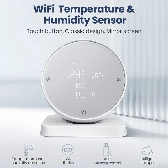 Tuya WiFi Temperature Humidity Sensor For Smart Home Backlight Hygrometer  Thermometer Compatible Bluetooth APP Remote Control - AliExpress