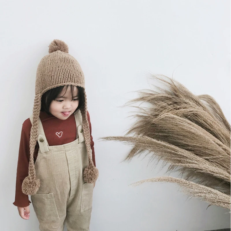 Knit Hat Baby Hat New Winter Baby Hat Pompom Cotton Knitted Baby Cap for Girls Boys Infant Bonnet Kids Cap Accessories 6 Colors