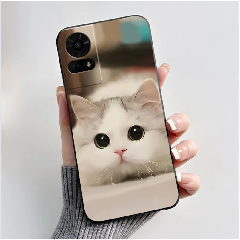 Cute Cartoon Soft Silicone Protective Phone Case - Black