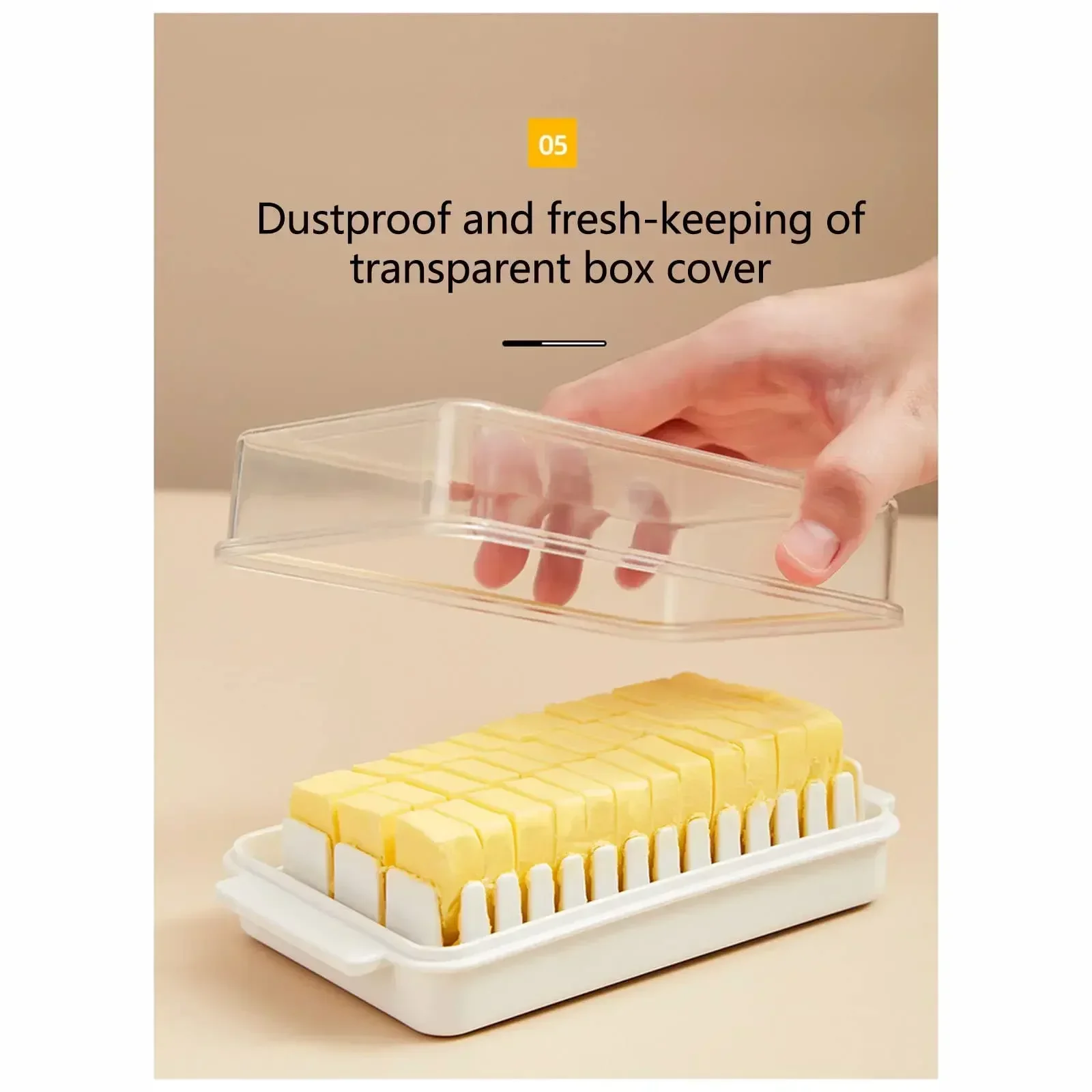 Plastic Butter Dish With Dividable Lid, Quantitative Cutting Butter Dish, Airtight Preservation Container Box