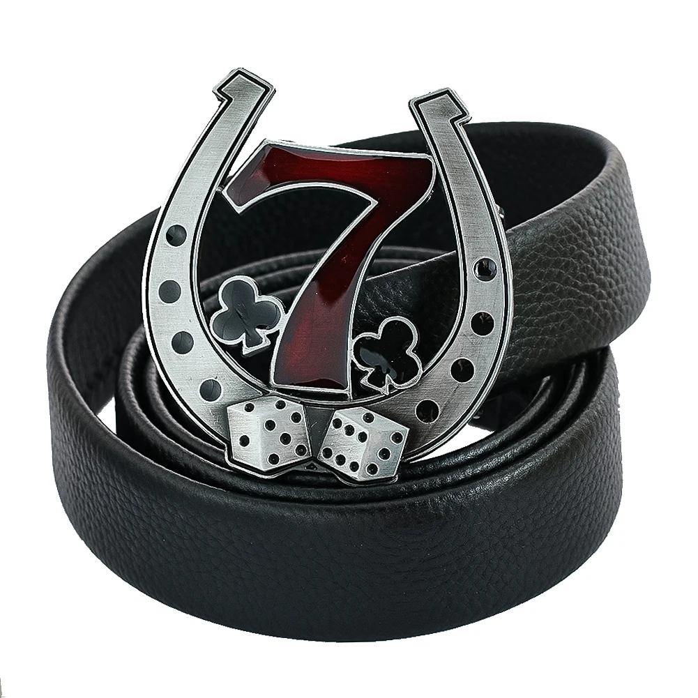 Alloy Equestrian Belt Buckle Lucky Number 7 Plum Pattern Dice Logo Western Cowboy Waistband Clasp Men\'s Jeans Accessories