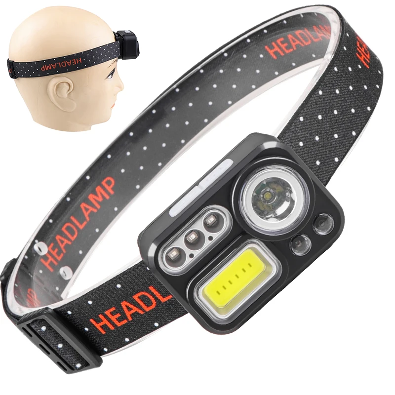 

Sensing Portable COB Headlight XPE Strong Light Built in Battery Torch Portable Working Light Fishing Camping Head Light