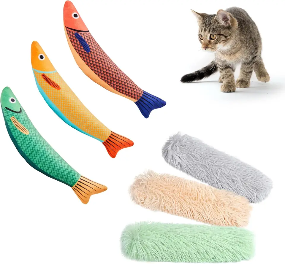 Catnip Toy Set Including Pillows and Fish