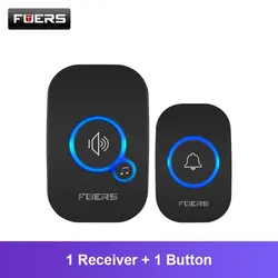 Smart Wireless Waterproof Doorbell with 32 Melodies and Battery - British Standard (Black)