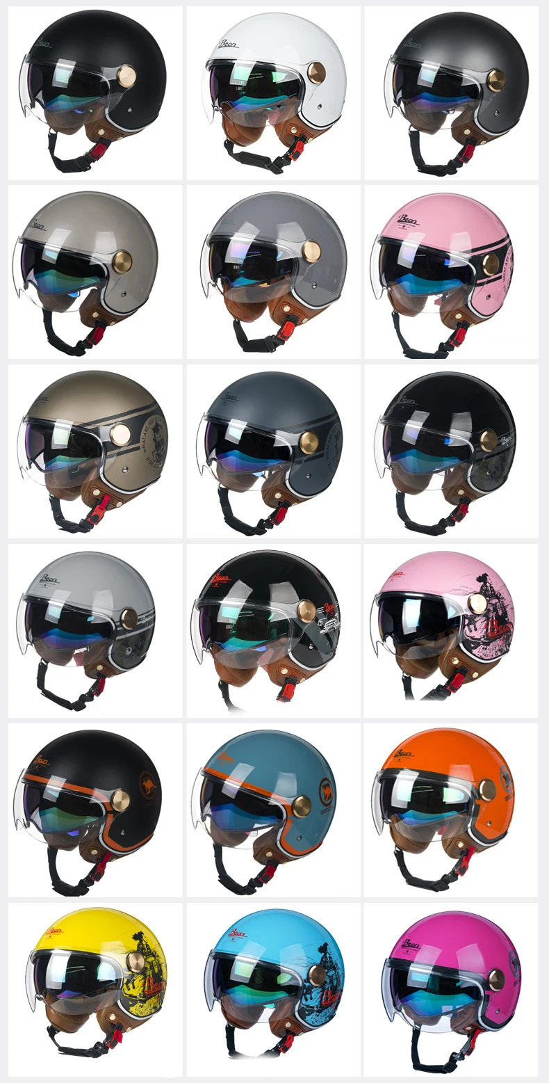 BEONフルフェイスヘルメット Beon-クラシックなオートバイのヘルメット,4つのキャップ,フル