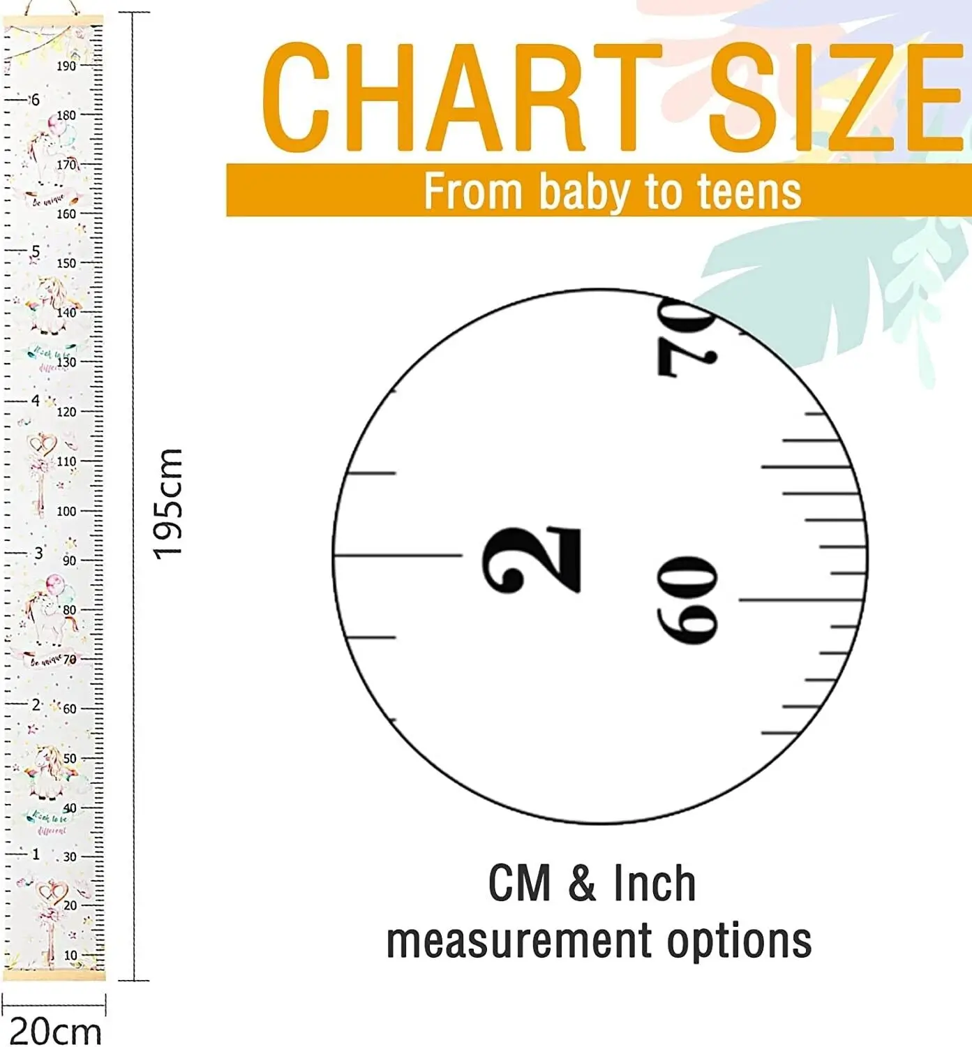 Kids Growth Chart Child Height Measurement Wall Hanging Rulers Room Decoration