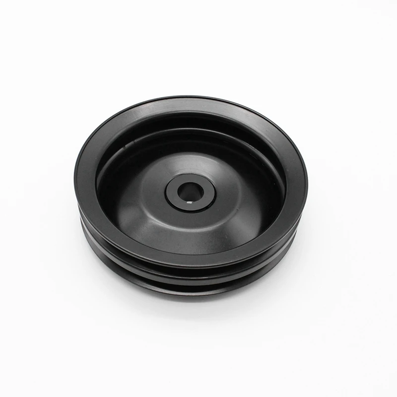 Black Double Groove Power Steering Pump Pulley Key Way Accessory For GM SBC BBC Chevy 350 454