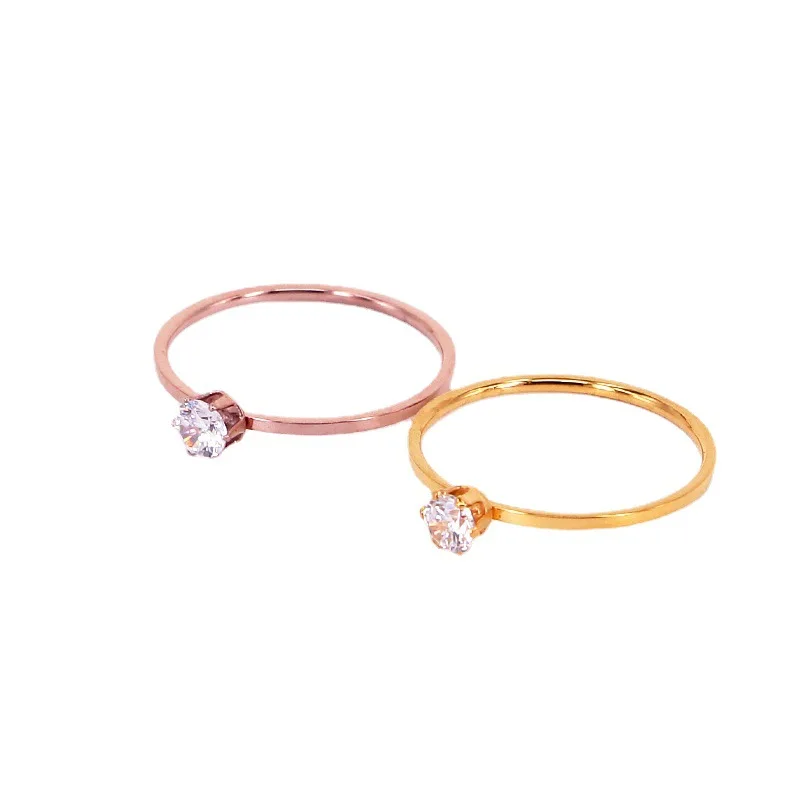 Wedding Rings Womens Ring Couple Rings Cubic Zircon Ring Finger Rings Jewelry Rings Ring Jewelry Love Jewelry Titanuim Steel Rose Gold Color Ring CZ Crystal Ring Women Couple Finger Rings Wedding Size 3-10 KK005-6