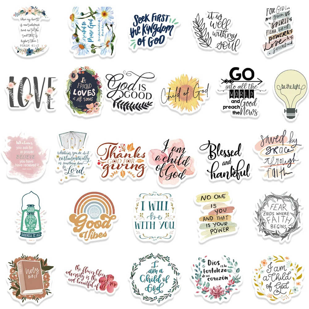 Christian Stickers Pack, Inspirational Jesus Faith Stickers With Bible  Verse Motivational Religious Stickers For Adults, Aesthetic Spiritual  Stickers