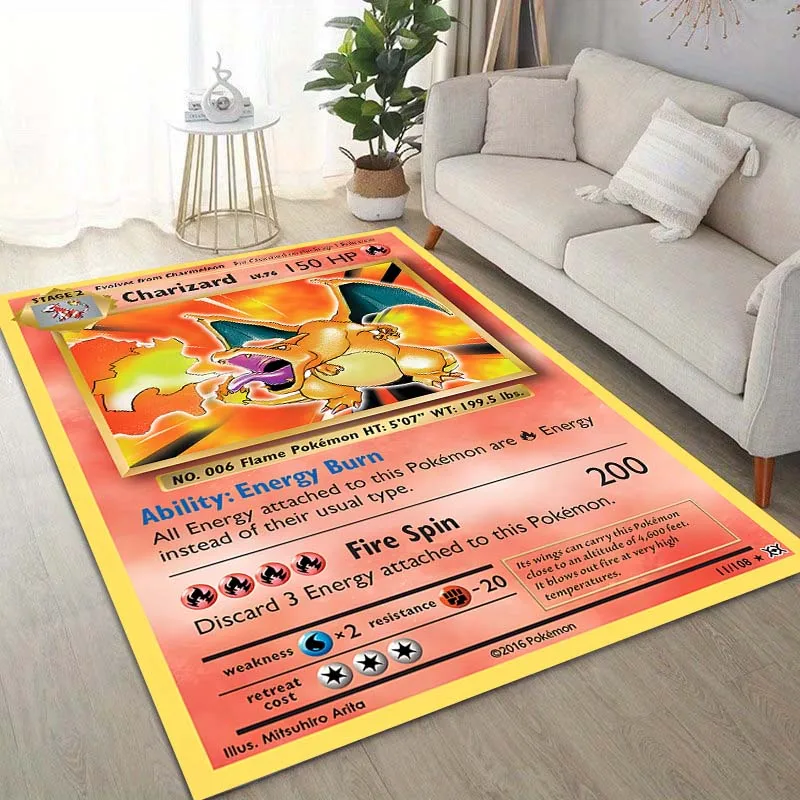 15 Sizes Pok&eacute;mon Cards Charizard Printing Carpet for Living Room Bedroom Kid's Room Home Decor Area Rug Sofa Cloakroom Mat floor mat decorative carpet kids carpet