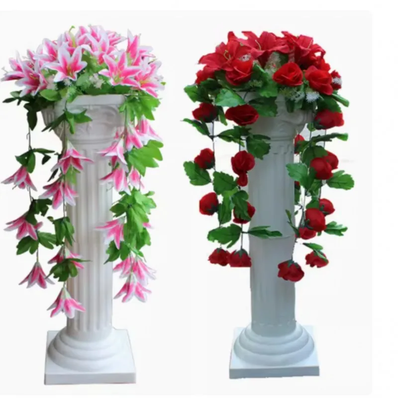 65cm 113cm Wedding Decoration Roman Column Plastic White Rome Pillars Party Flower Stand Holder LED Lighting Photography Props