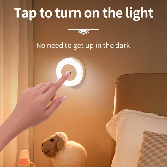 Round Led Wall Lamp Rechargeable Night Light with Touch Switch Dimmable Magnetic Book Light for Reading Bedroom Cabinet Closet 1
