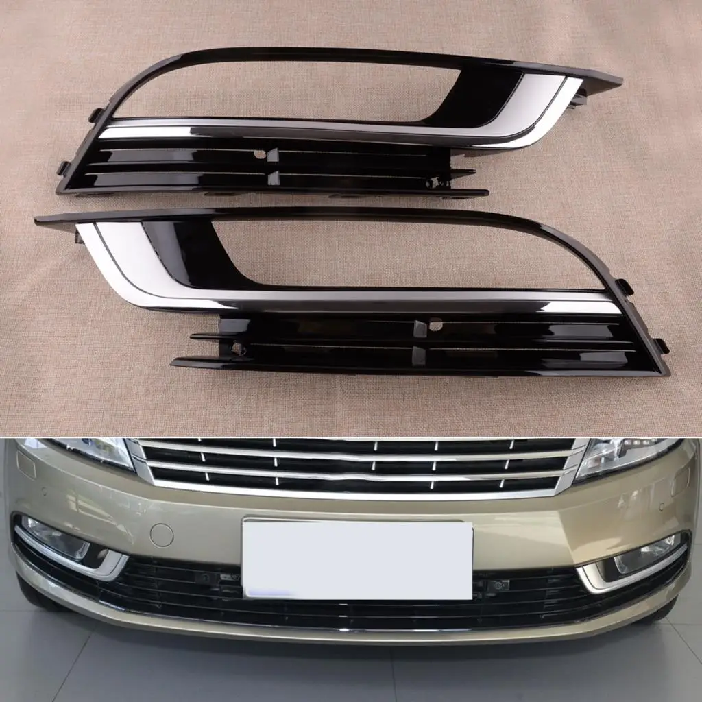 

1 Pair Car Front Bumper Fog Light Cover Trim Grille Bezel Frame Fit for VW CC 2013-2017 3C8854661 3C8854662 35D853665 35D853666