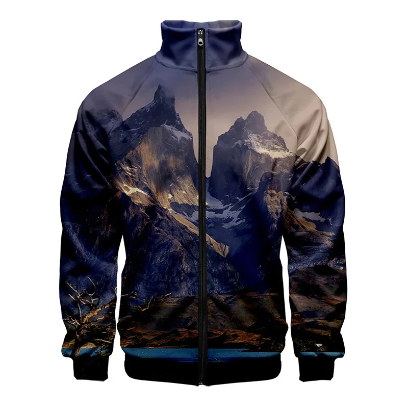 thumbnail image 1 of Chaqueta con estampado de paisaje de montaña nevada en 3D, chaquetas con gráficos de paisajes divertidos para hombres y niños, ropa de calle de moda, ropa, tops, 1 of 5