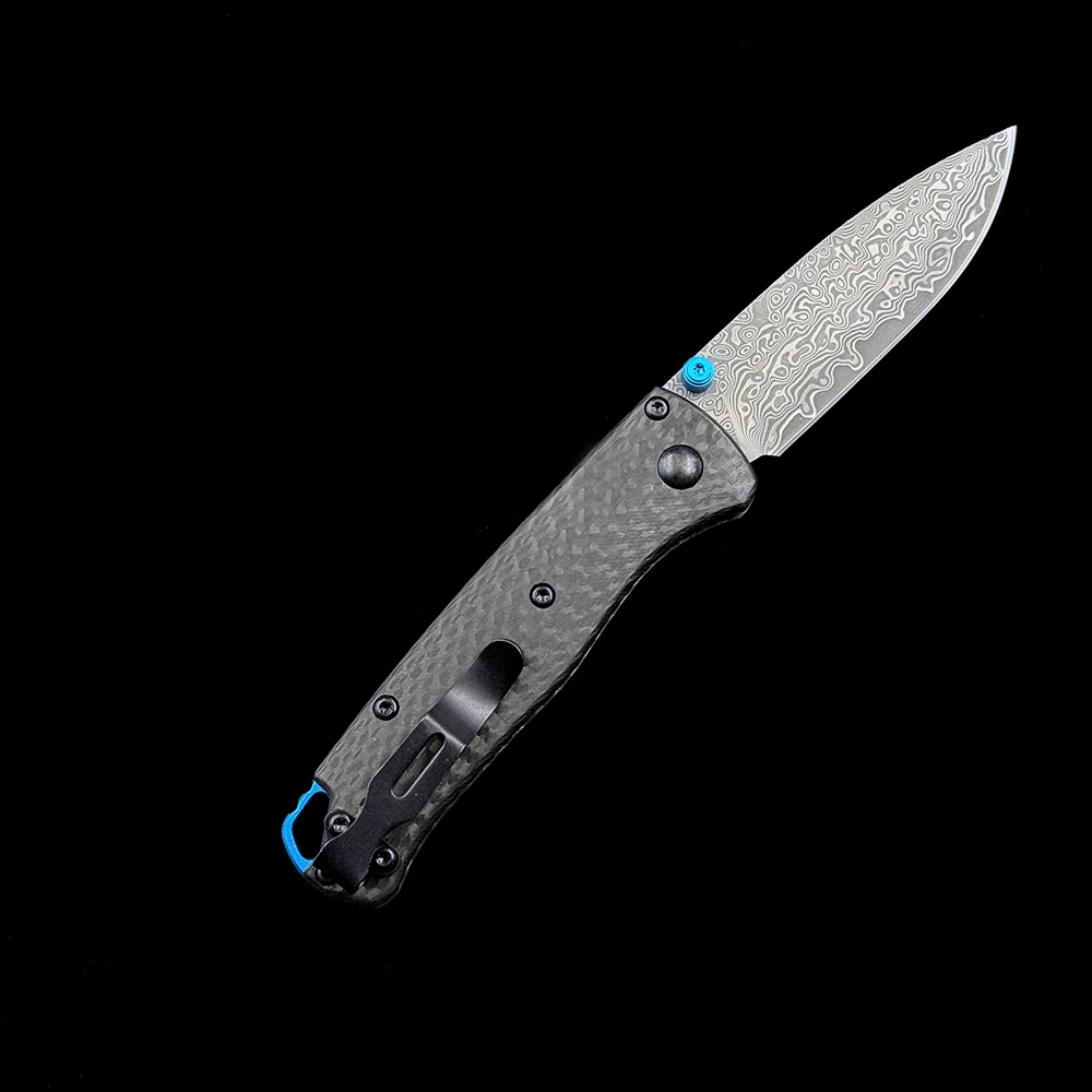 BM Mini 533-3 Damascus Carbon Fiber Handles Bugout Folding Knife Outdoor camping hunting pocket EDC utility KNIVES 3