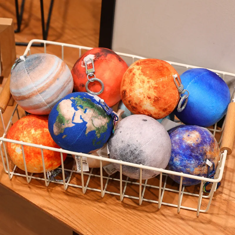 Lifelike Solar System Planet Earth Sun Mars Plush Keychain Stuffed Mercury Jupiter Saturn Uranus Neptune Educational Toy Pendan